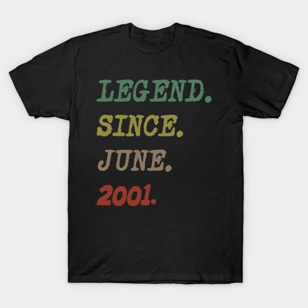 Legend Since JUNE 2001 18th Birthday Gift 18 Yrs Old T / Shirt Straight Outta 2001 18 Year Old 18th Birthday Gift T-Shirt T-Shirt by Trendy_Designs